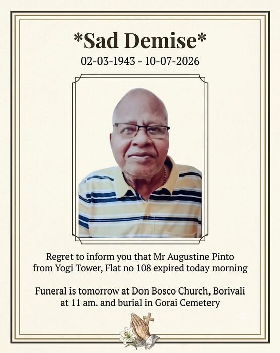 Memorial notice for Augustine Pinto